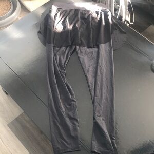 Women’s Black Leggings with Skirt Overlay